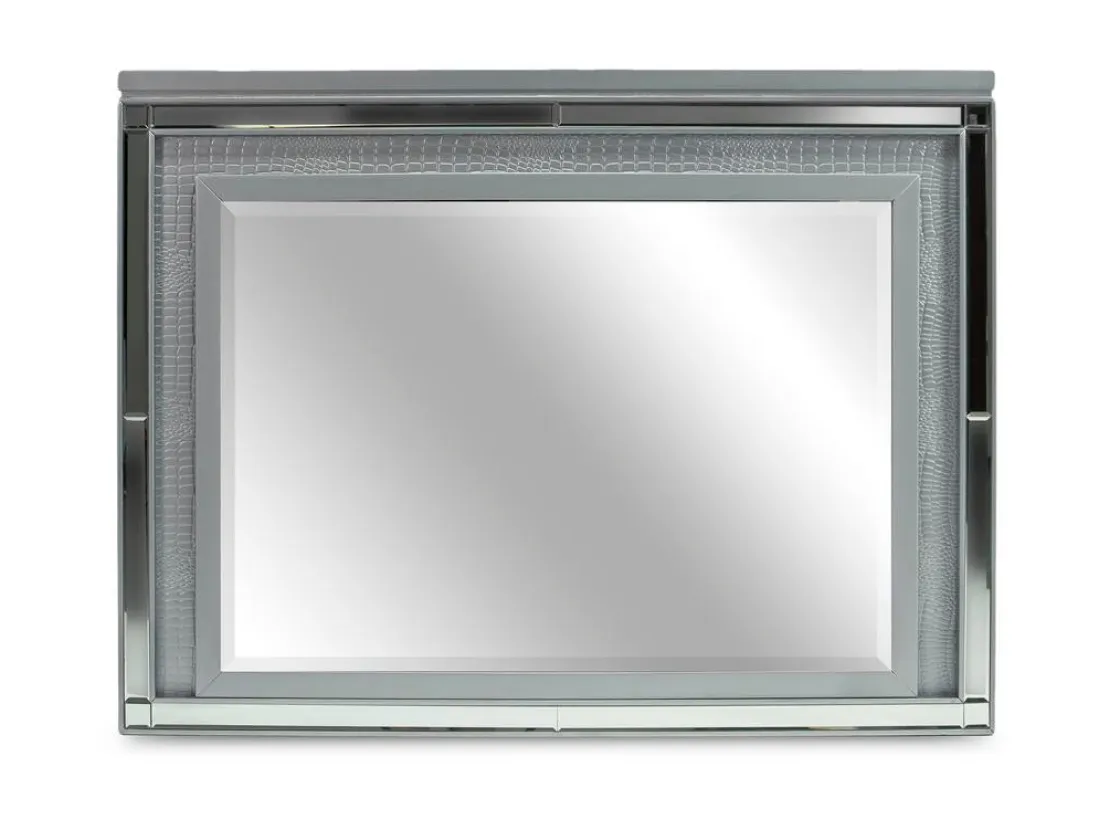 Mor Furniture Valentino Panel Bed, Dresser, Mirror & Nightstand In Silver, Twin