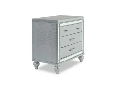 Mor Furniture Valentino Panel Bed, Dresser, Mirror & Nightstand In Silver, Twin