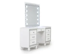 Mor Furniture Valentino Vanity & Mirror In Silver