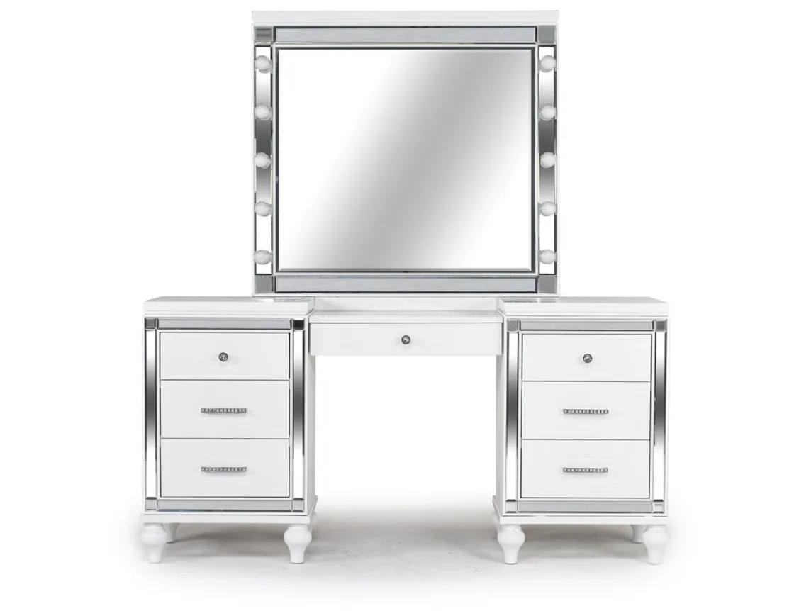 Mor Furniture Valentino Vanity & Mirror In Silver