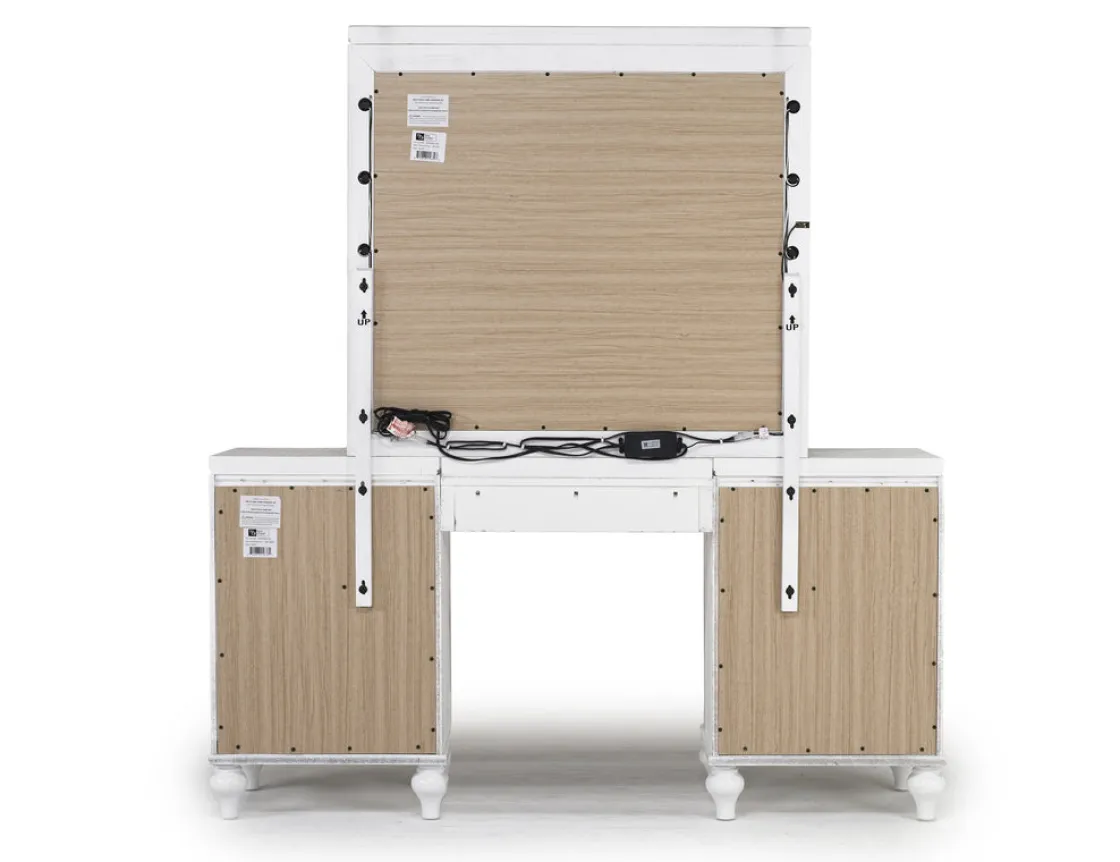 Mor Furniture Valentino Vanity & Mirror In Silver
