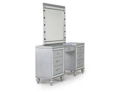 Mor Furniture Valentino Vanity & Mirror In Silver