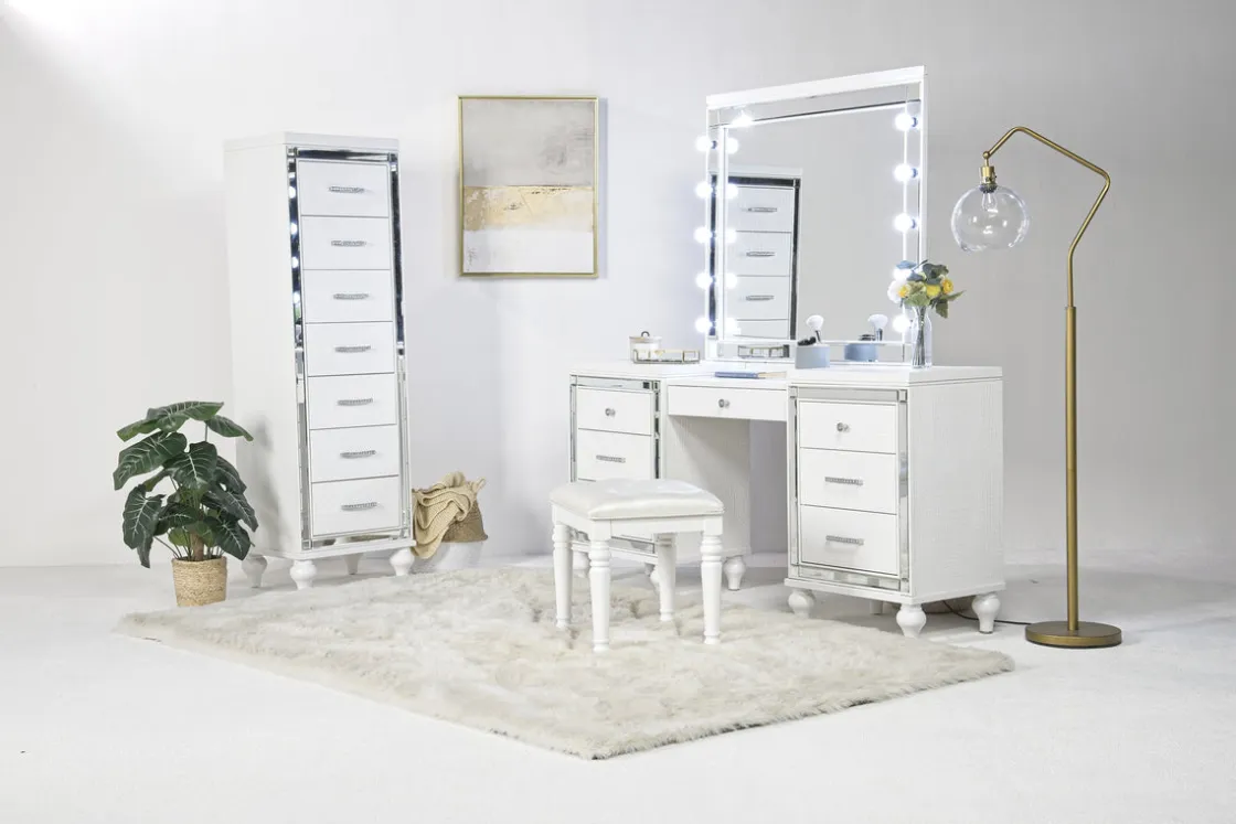 Mor Furniture Valentino Vanity, Mirror & Stool In Silver