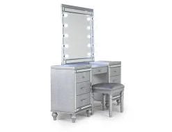 Mor Furniture Valentino Vanity, Mirror & Stool In Silver