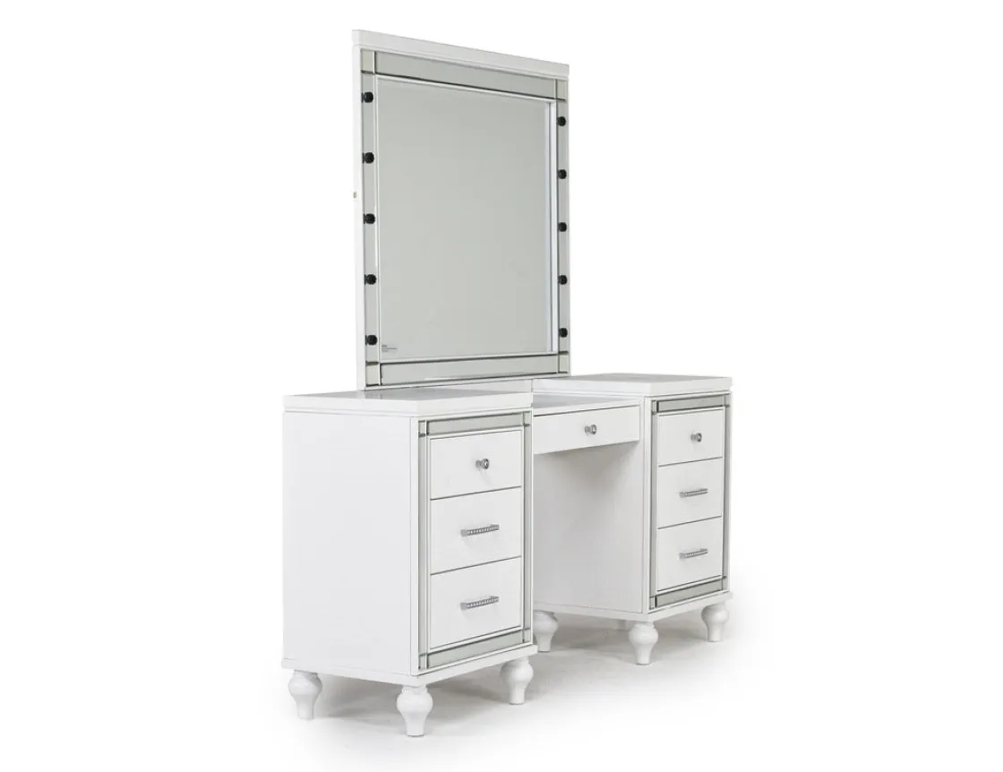 Mor Furniture Valentino Vanity, Mirror & Stool In Silver