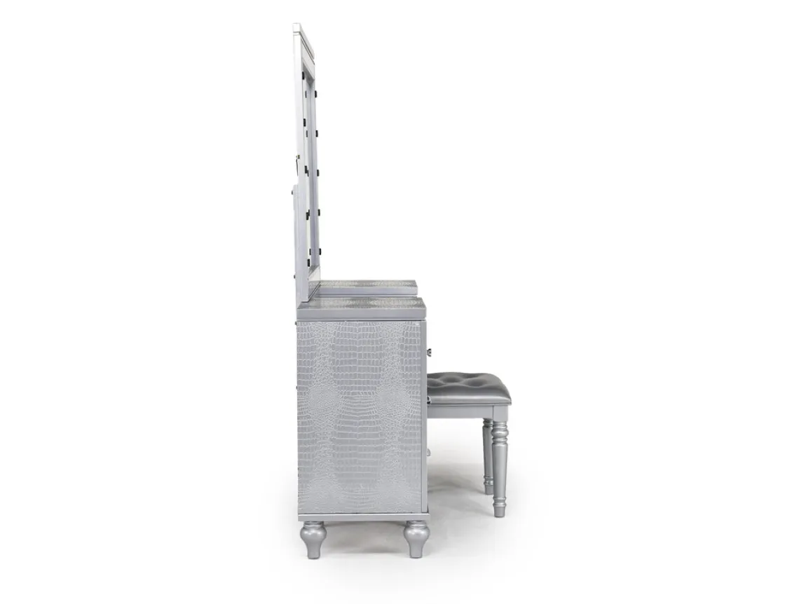Mor Furniture Valentino Vanity, Mirror & Stool In Silver