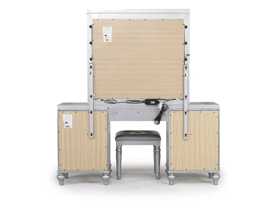 Mor Furniture Valentino Vanity, Mirror & Stool In Silver