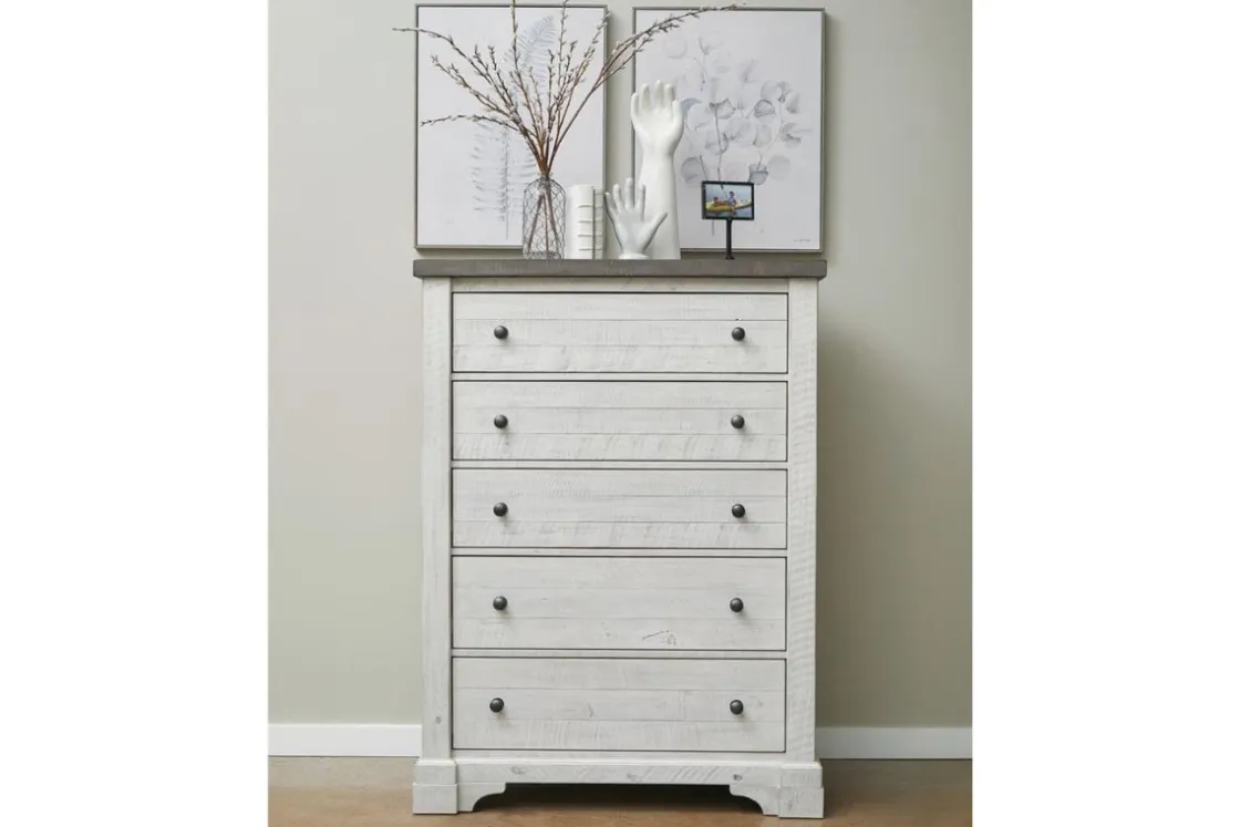 Mor Furniture Valley Ridge Chest In White Gray Finish