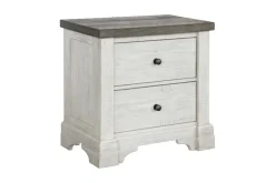 Mor Furniture Valley Ridge Panel Bed, Dresser, Mirror & Nightstand In White Gray Finish, Queen