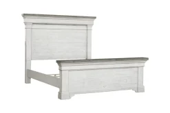 Mor Furniture Valley Ridge Panel Bed, Dresser, Mirror & Nightstand In White Gray Finish, Queen