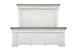 Mor Furniture Valley Ridge Panel Bed In White Gray Finish, Queen