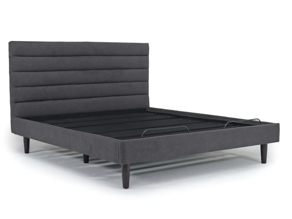 Mor Furniture Vista Upholstered Adjustable Foundation Bed In Charcoal, Full