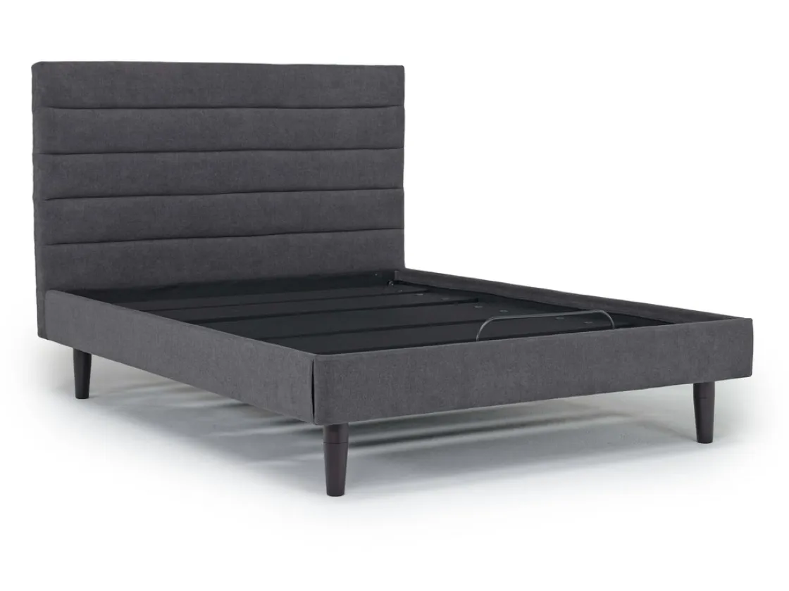 Mor Furniture Vista Upholstered Adjustable Foundation Bed In Charcoal, Full
