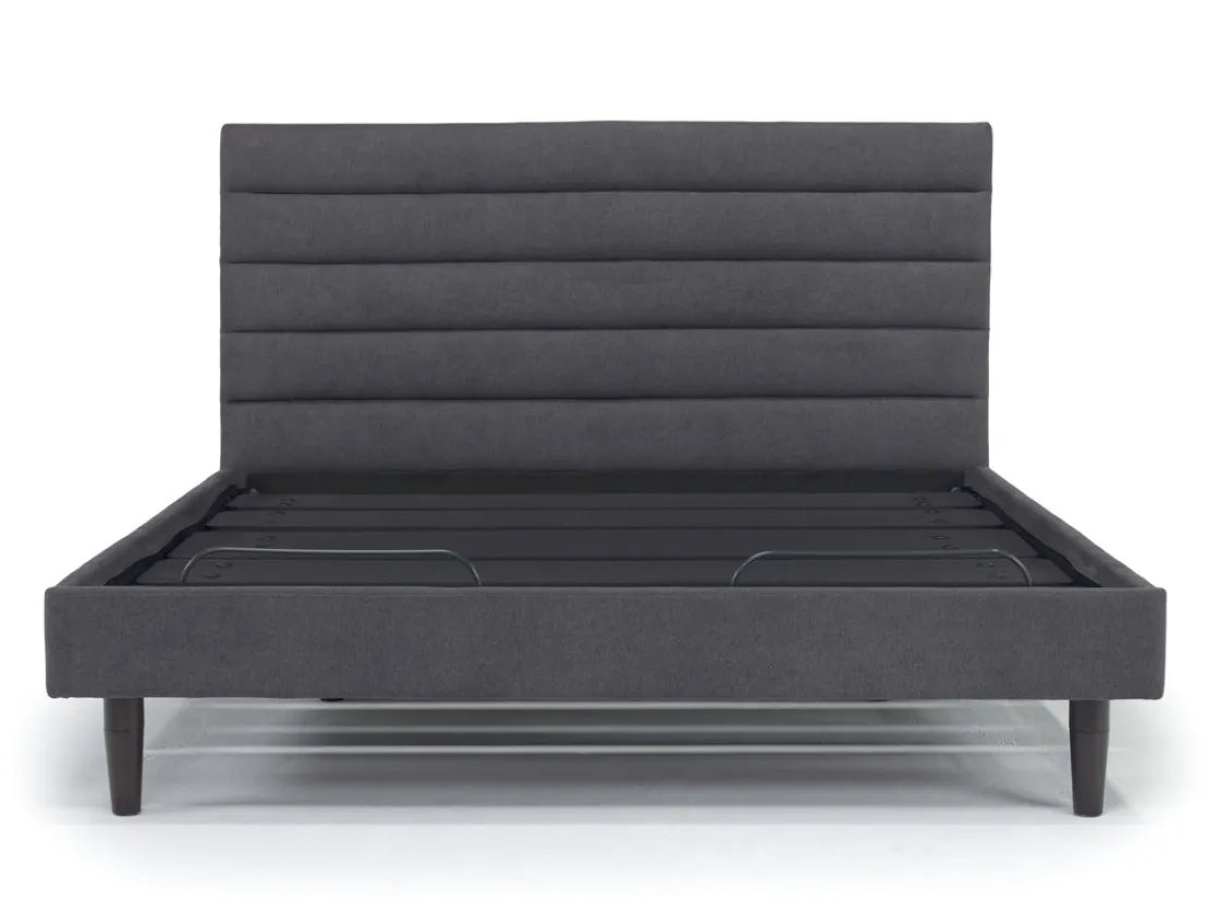 Mor Furniture Vista Upholstered Adjustable Foundation Bed In Charcoal, Full