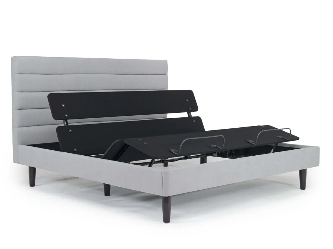 Mor Furniture Vista Upholstered Adjustable Foundation Bed In Charcoal, Full