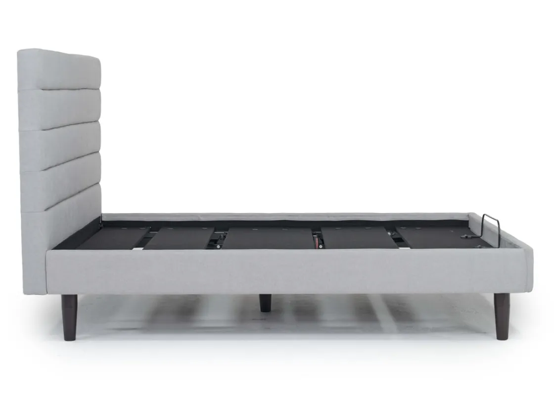 Mor Furniture Vista Upholstered Adjustable Foundation Bed In Charcoal, Full