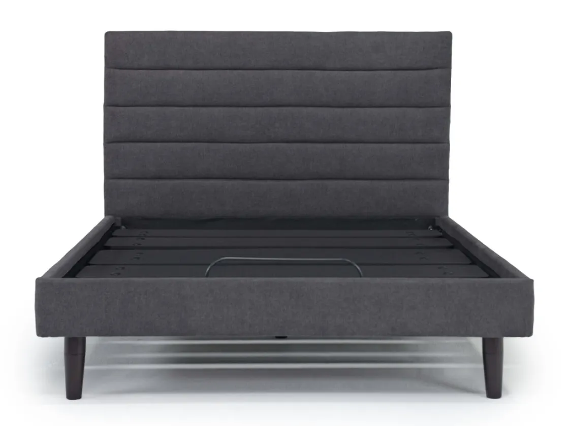 Mor Furniture Vista Upholstered Adjustable Foundation Bed In Charcoal, Full