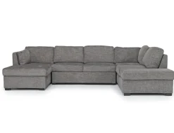 Mor Furniture Vivian Full Pullout Dual Chaise Sectional In Gray Fabric, Right Facing