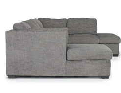 Mor Furniture Vivian Full Pullout Dual Chaise Sectional In Gray Fabric, Right Facing