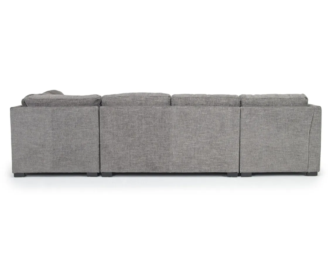 Mor Furniture Vivian Full Pullout Dual Chaise Sectional In Gray Fabric, Right Facing