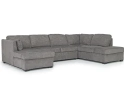 Mor Furniture Vivian Full Pullout Dual Chaise Sectional In Gray Fabric, Right Facing