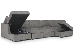 Mor Furniture Vivian Full Pullout Dual Chaise Sectional In Gray Fabric, Right Facing