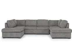 Mor Furniture Vivian Full Pullout Dual Chaise Sectional In Gray Fabric, Right Facing