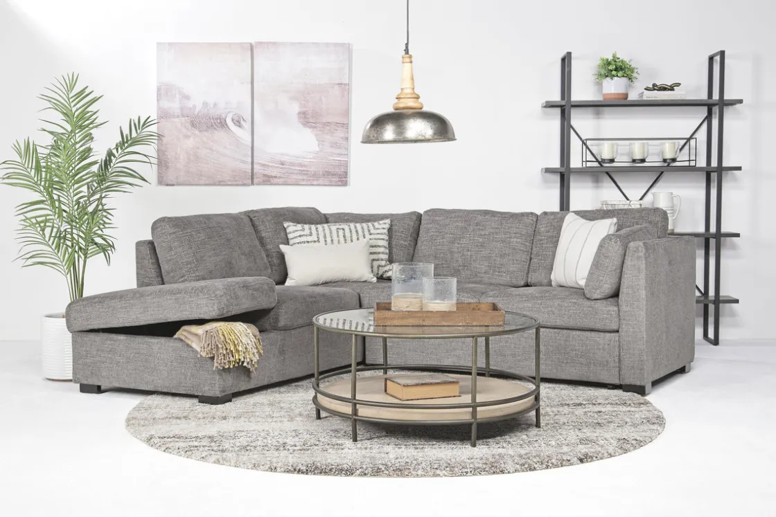 Mor Furniture Vivian Full Pullout Sofa Sleeper Tux Chaise In Gray, Left Facing