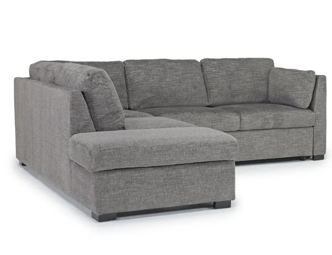 Mor Furniture Vivian Full Pullout Sofa Sleeper Tux Chaise In Gray, Left Facing