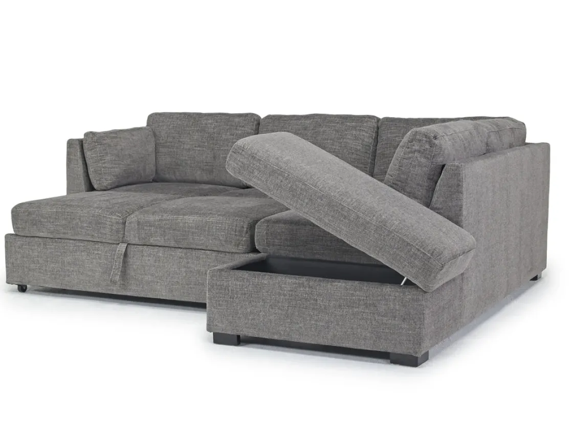 Mor Furniture Vivian Full Pullout Sofa Sleeper Tux Chaise In Gray, Left Facing