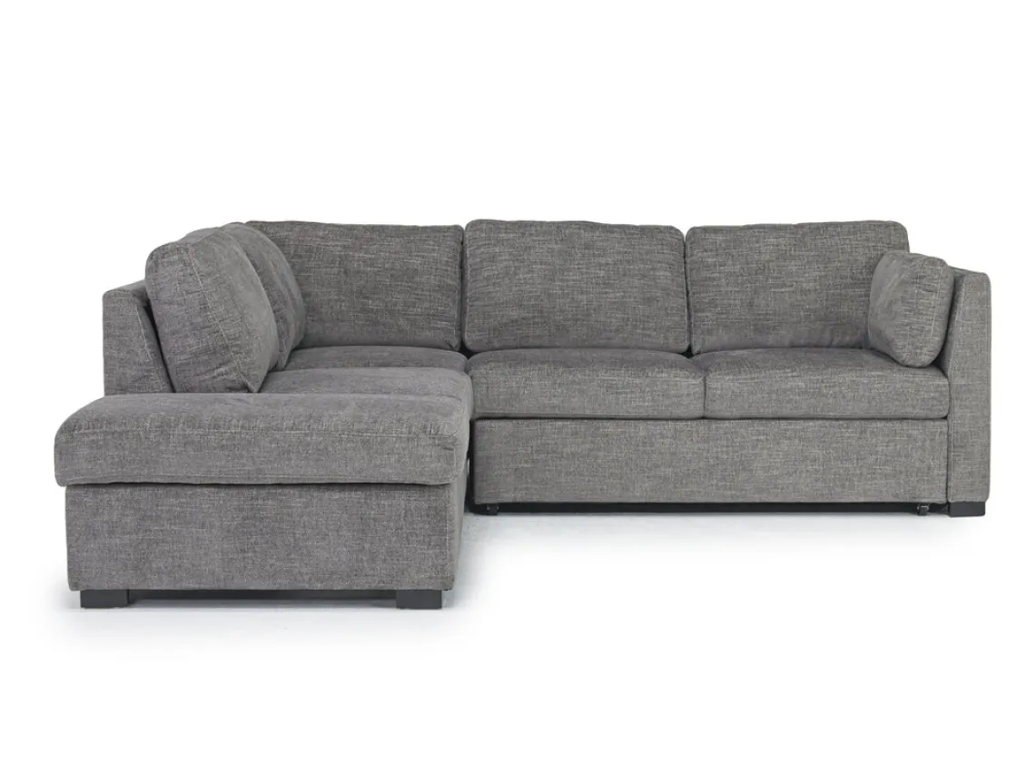 Mor Furniture Vivian Full Pullout Sofa Sleeper Tux Chaise In Gray, Left Facing