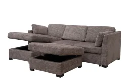 Mor Furniture Vivian Full Pullout Sofa Chaise In Gray Fabric, Left Facing