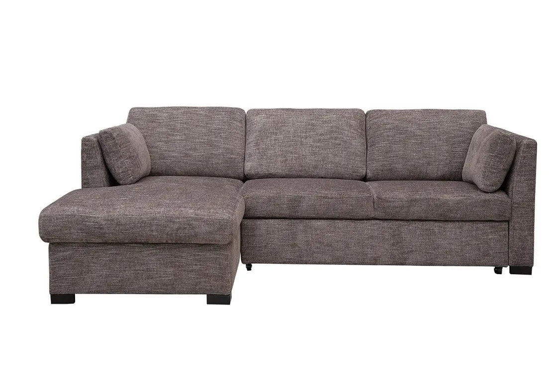 Mor Furniture Vivian Full Pullout Sofa Chaise In Gray Fabric, Left Facing