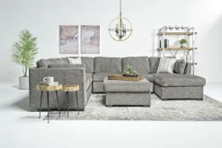 Mor Furniture Vivian Full Pullout Tux Chaise Sectional W/ Storage In Gray, Left Facing