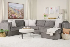 Mor Furniture Vivian Full Pullout Tux Chaise Sectional W/ Storage In Gray, Left Facing