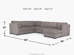 Mor Furniture Vivian Full Pullout Tux Chaise Sectional W/ Storage In Gray, Left Facing