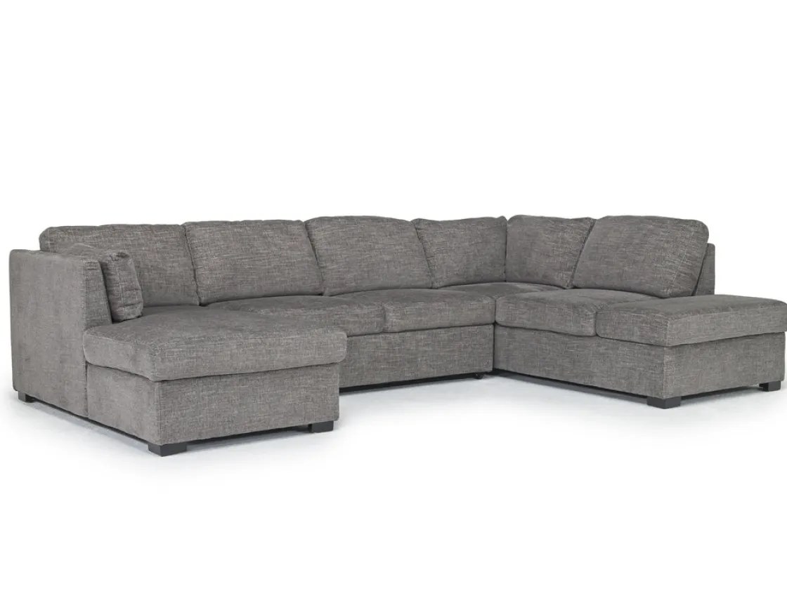 Mor Furniture Vivian Full Pullout Tux Chaise Sectional W/ Storage In Gray, Left Facing