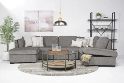 Mor Furniture Vivian Full Pullout Tux Chaise Sectional W/ Storage In Gray, Left Facing