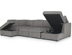 Mor Furniture Vivian Full Pullout Tux Chaise Sectional W/ Storage In Gray, Left Facing