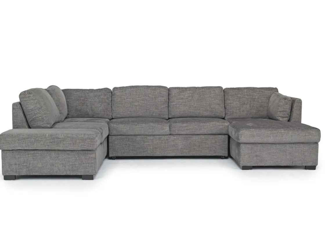Mor Furniture Vivian Full Pullout Tux Chaise Sectional W/ Storage In Gray, Left Facing