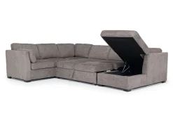 Mor Furniture Vivian Full Pullout Tux Chaise Sectional W/ Storage In Gray, Left Facing