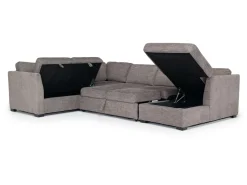 Mor Furniture Vivian Full Pullout Tux Chaise Sectional W/ Storage In Gray, Left Facing