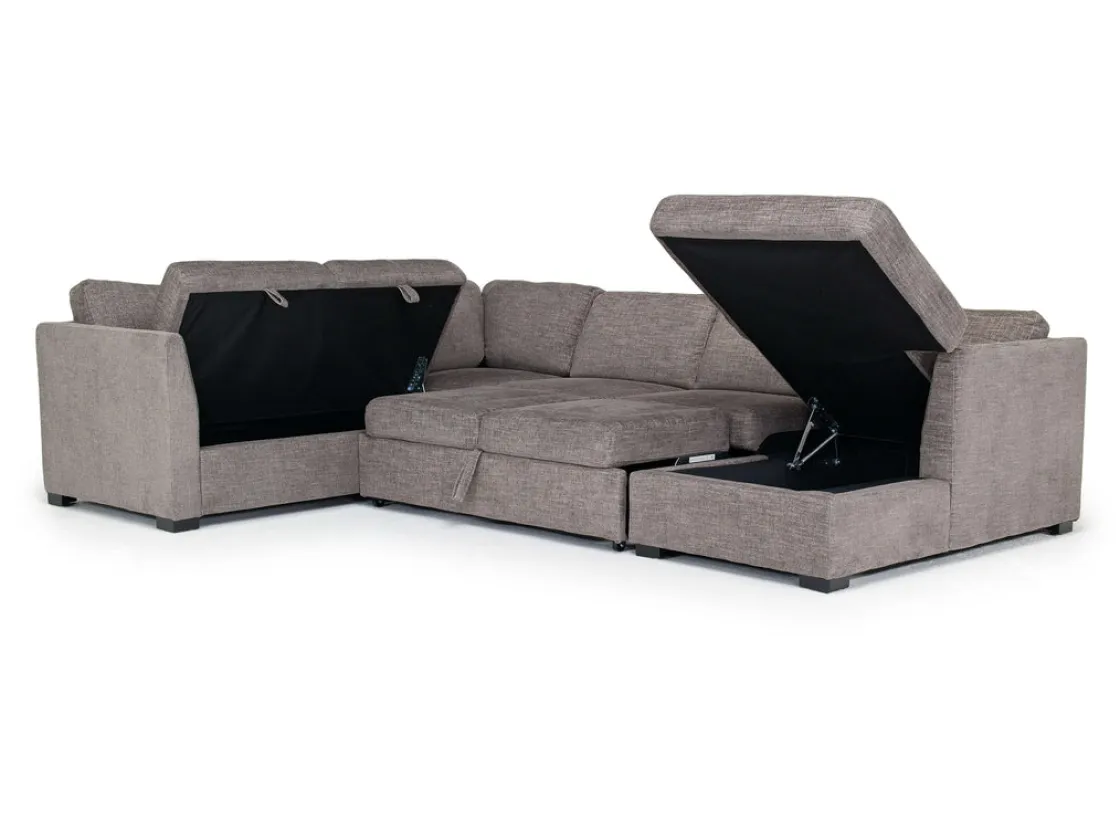 Mor Furniture Vivian Full Pullout Tux Chaise Sectional W/ Storage In Gray, Left Facing