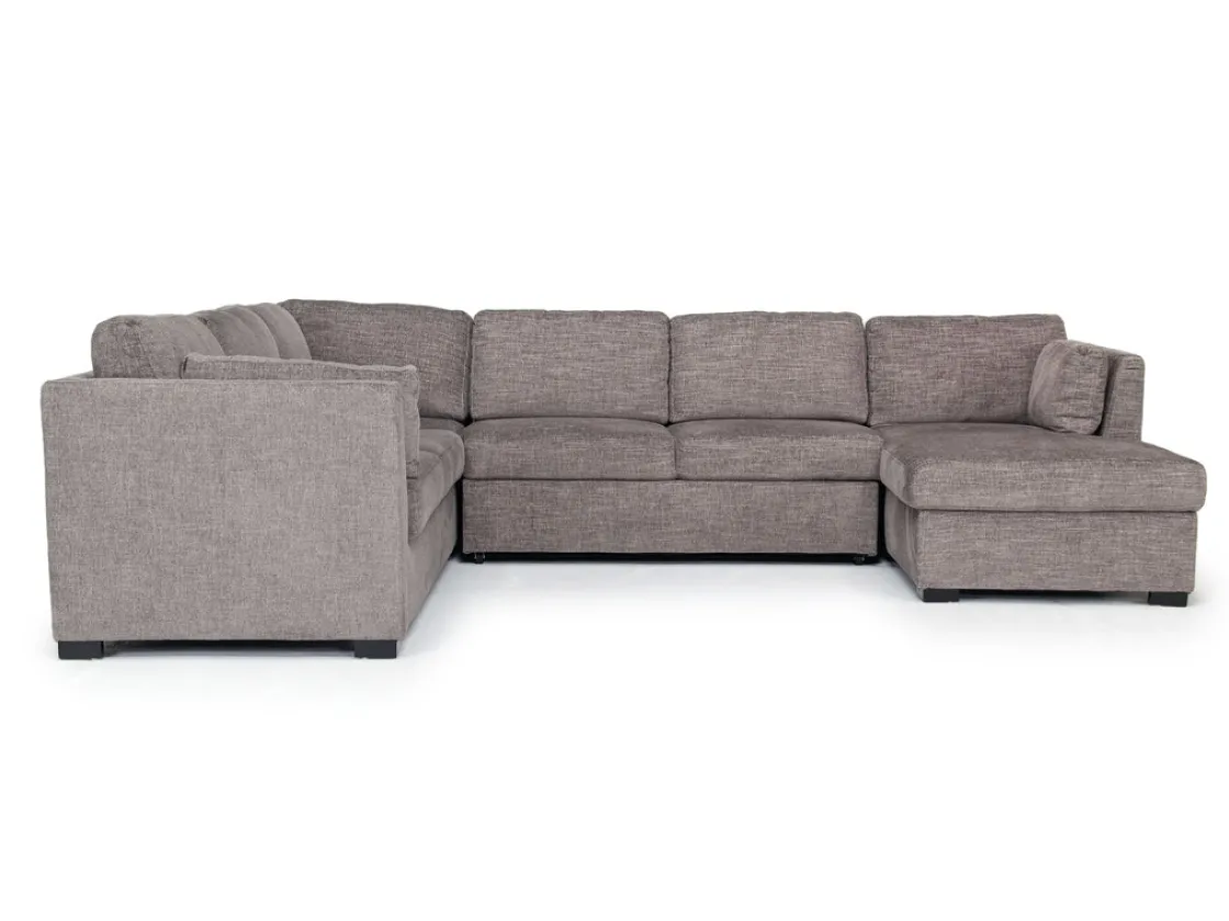 Mor Furniture Vivian Full Pullout Tux Chaise Sectional W/ Storage In Gray, Left Facing