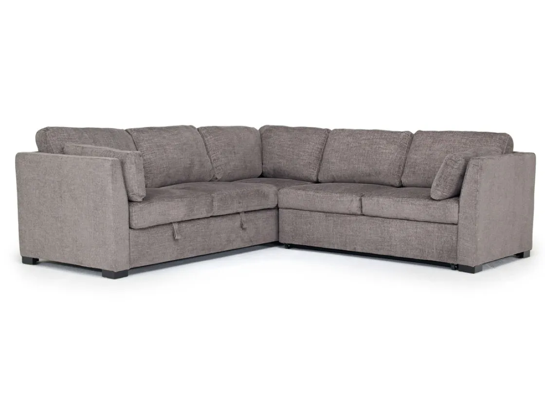 Mor Furniture Vivian Full Tux Sleeper Sectional In Gray Fabric, Left Facing