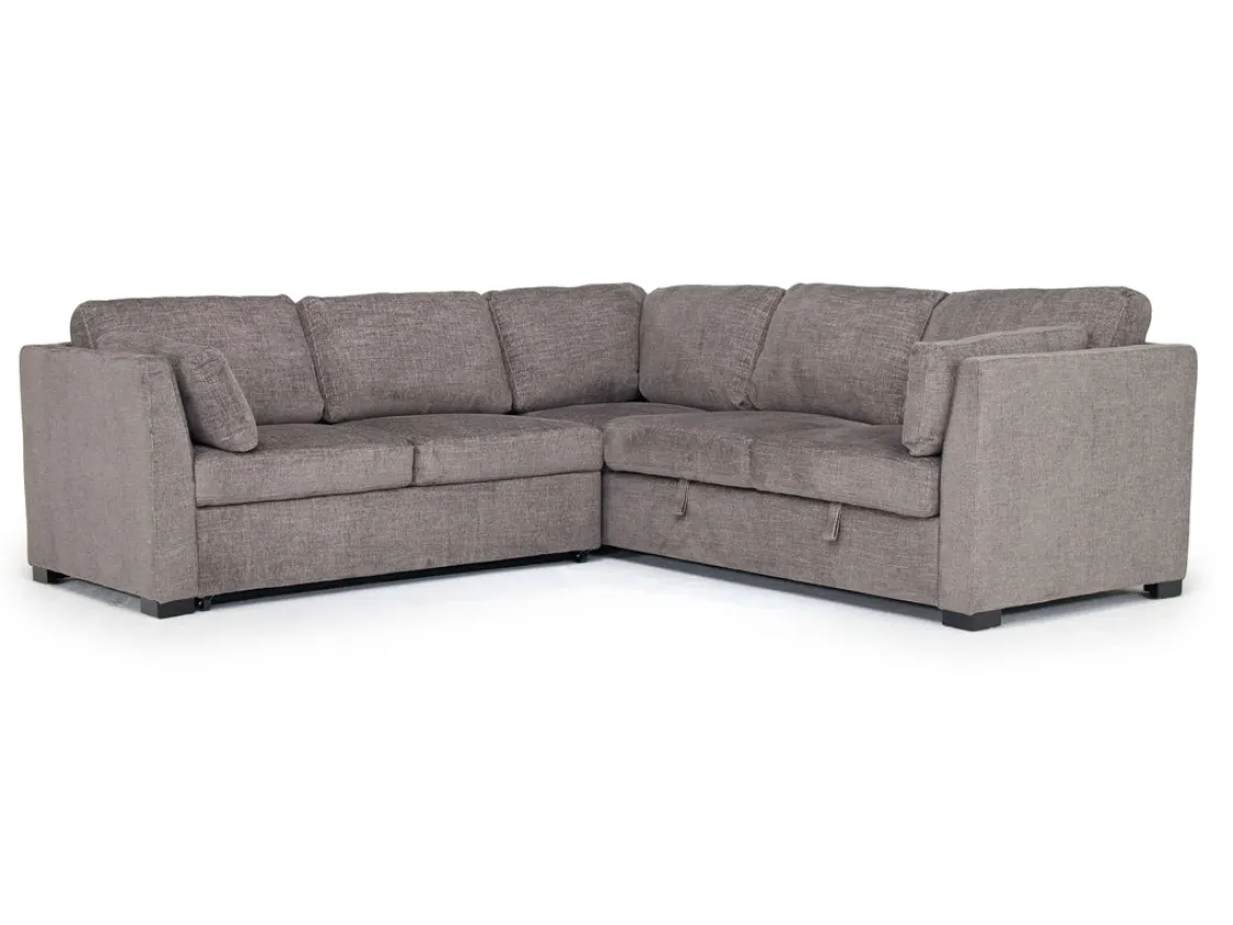 Mor Furniture Vivian Full Tux Sleeper Sectional In Gray Fabric, Left Facing