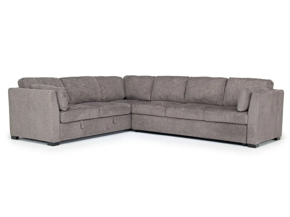 Mor Furniture Vivian Full Tux Sleeper Sectional In Gray Fabric, Left Facing