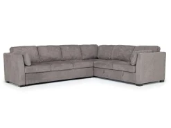 Mor Furniture Vivian Full Tux Sleeper Sectional In Gray Fabric, Left Facing