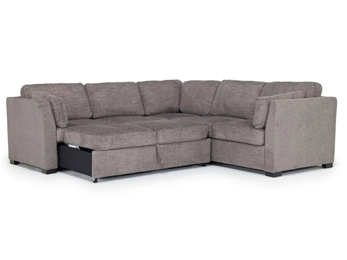 Mor Furniture Vivian Full Tux Sleeper Sectional In Gray Fabric, Left Facing