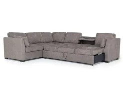 Mor Furniture Vivian Full Tux Sleeper Sectional In Gray Fabric, Left Facing